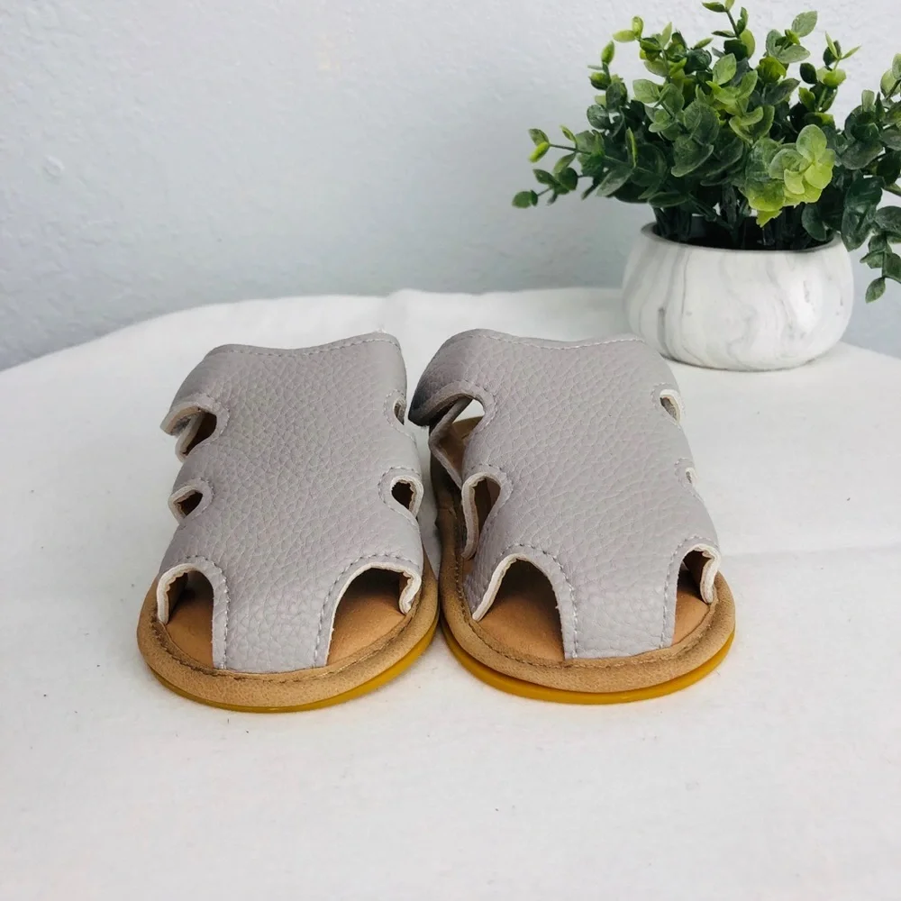 NEW BABY GREY SANDALS VELCRO STRAPS